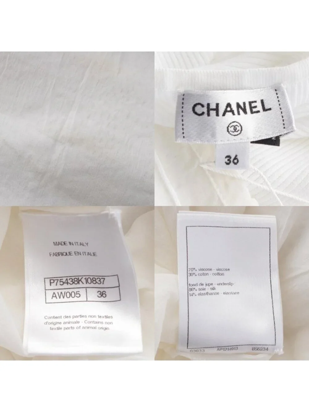 Chanel CC Logo Rhinestone Flower Knit Dress White 36